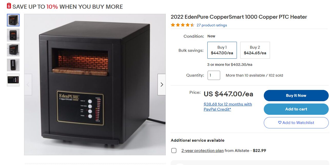 Heater EdenPure A4137 Quartz Infrared Portable - $40 For $40 In Wheeling,  IL | For Sale u0026 Free — Nextdoor
