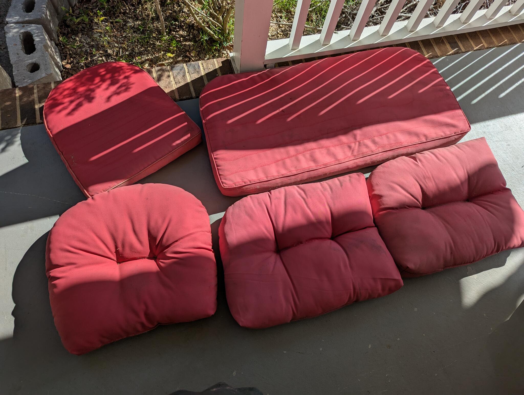 Red Outdoor Cushions, Used