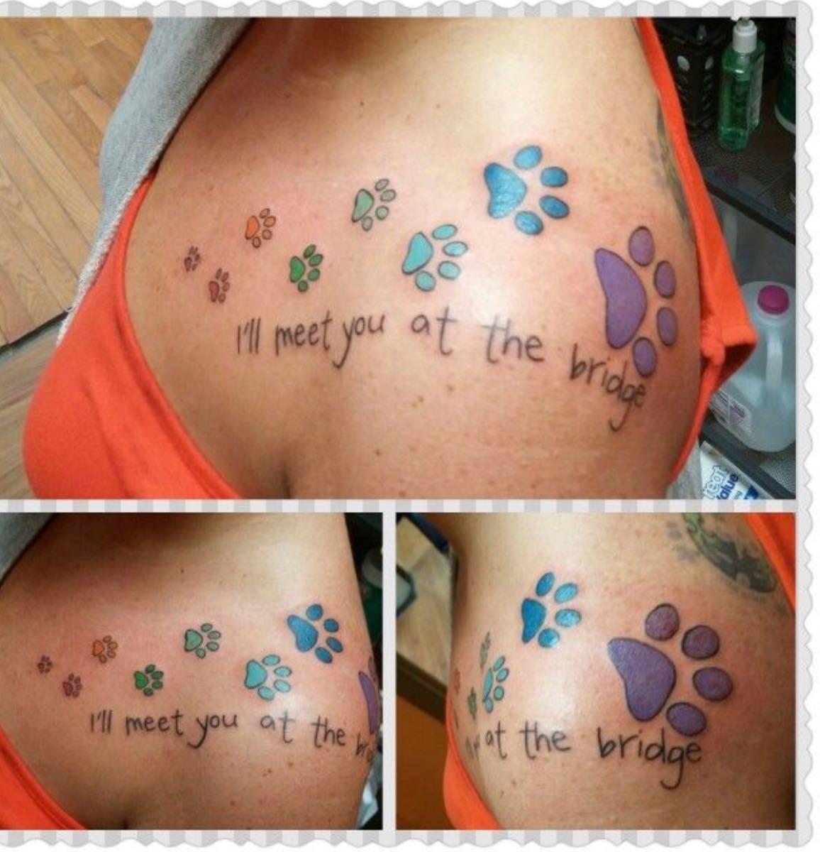 My baby girl crossed the rainbow bridge on Friday I got her paw prints  tattooed on her favorite spot to curl up and cuddle lt3 Rest easy Mochi  I miss you 