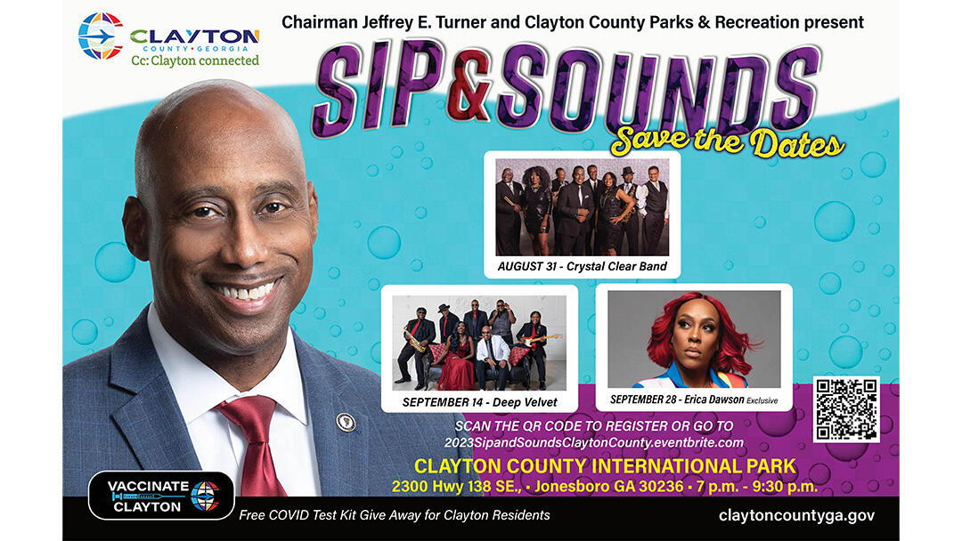 Join us for the FREE Sip & Sounds concerts at Clayton County International Park, 2300 Hwy, 138