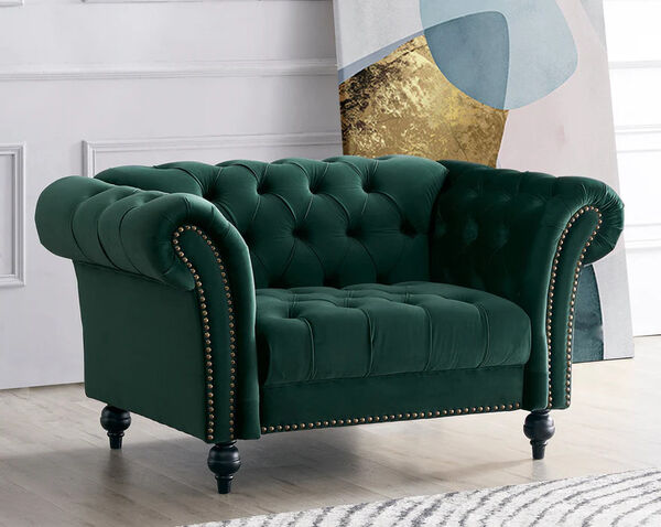 Green Velvet Chesterfield Sofa Set Available For £900 In London