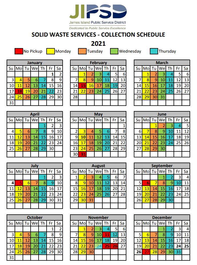 JIPSD 2021 Collection Schedule (James Island PSD) — Nextdoor — Nextdoor