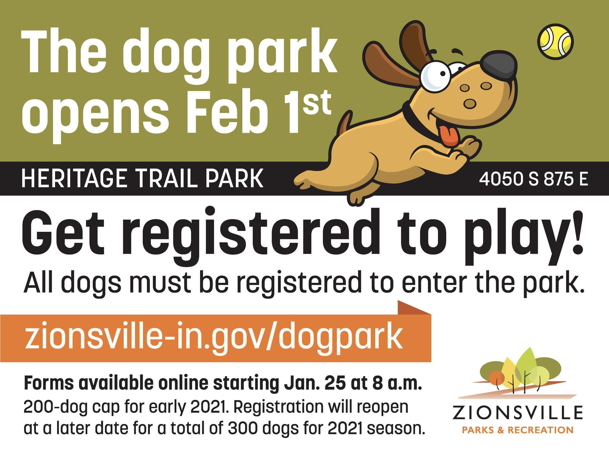 The Heritage Trail Dog Park is opening on February 1! (Town of