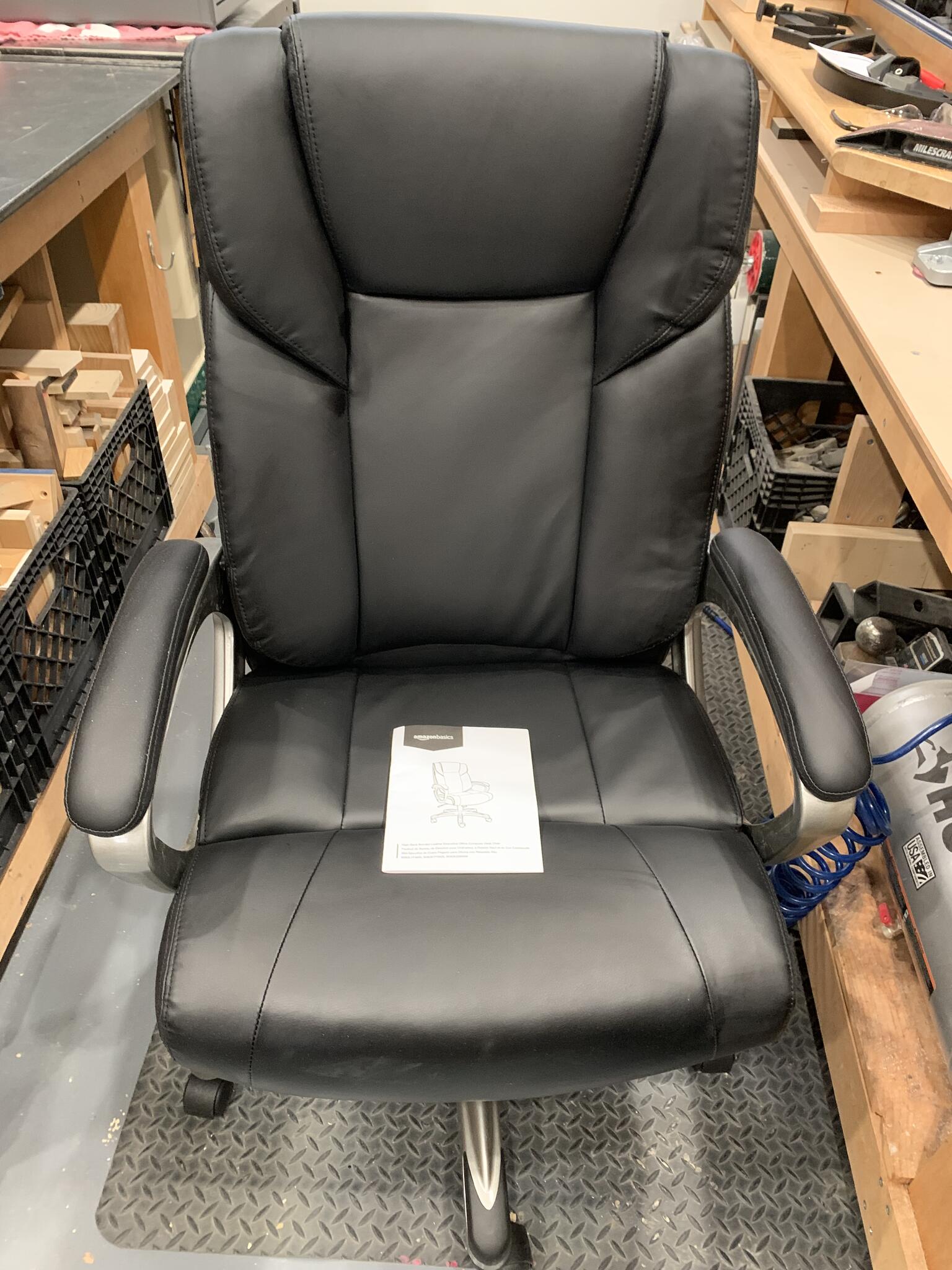 Amazon Basics HighBack Bonded Leather Executive Office Computer Desk