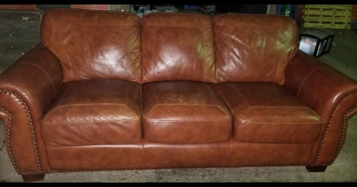 Havertys Whiskey Leather Italian Leather Sofa for 325 in Baton Rouge