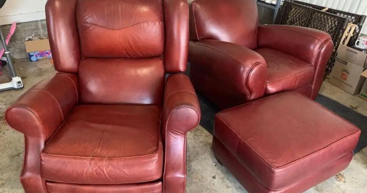 Thomasville leather recliner, chair and ottoman for 250 in Louisville