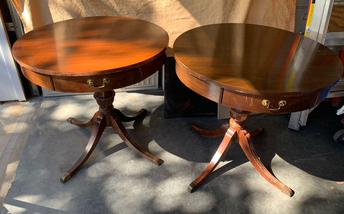 Pair of MCM Mersman Round Drum Tables