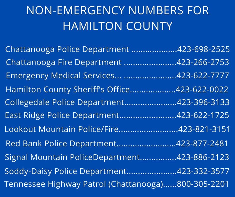 NON Emergency Numbers You May Need (Chattanooga Police Department