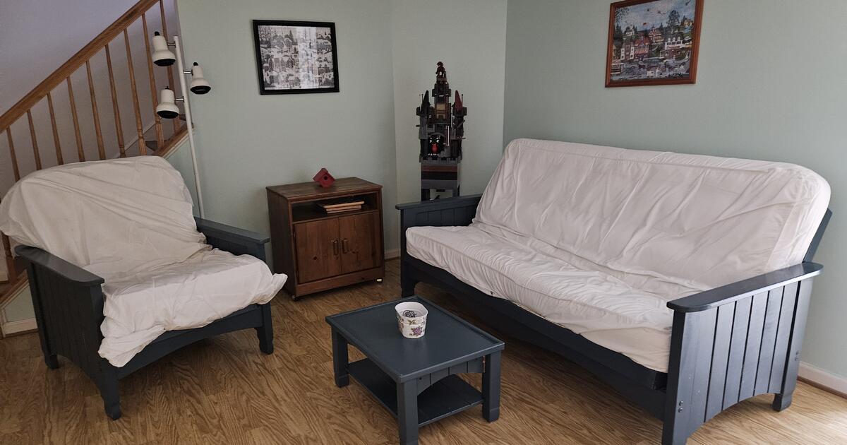 Futon Couch Futon Chair and Ottoman, Comes with Starry Night Covers