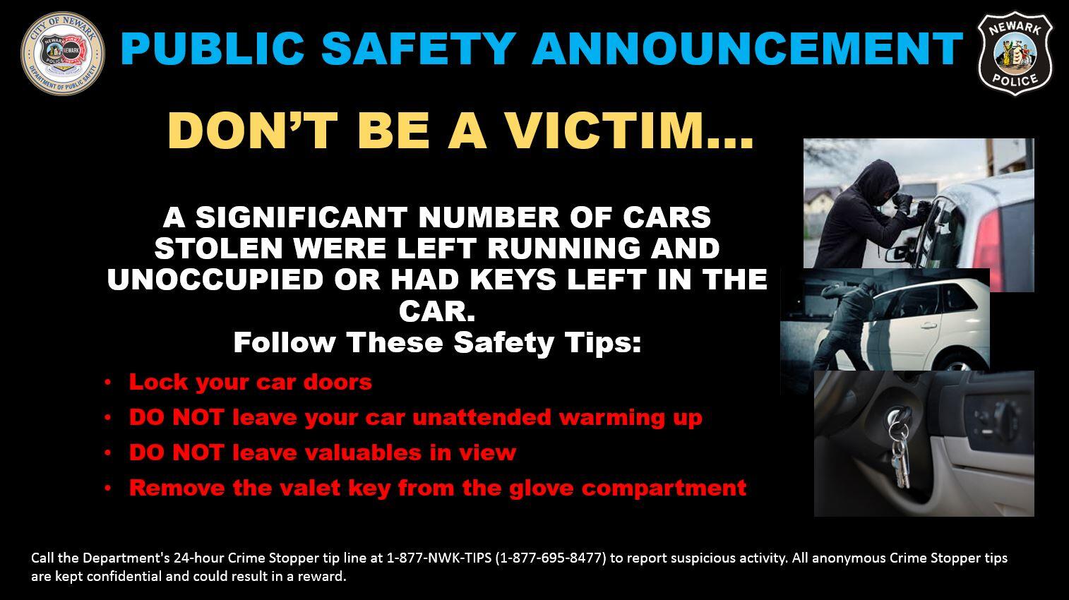 Drivers Are Advised to Not Leave Vehicles Running and Unattended