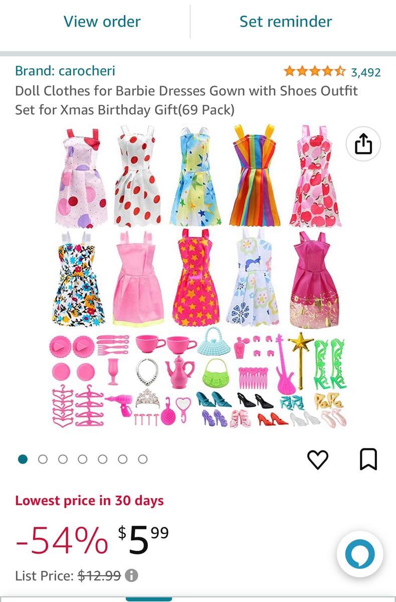Doll Clothes for Barbie Dresses Gown with Shoes Outfit Set for Xmas  Birthday Gift(69 Pack)