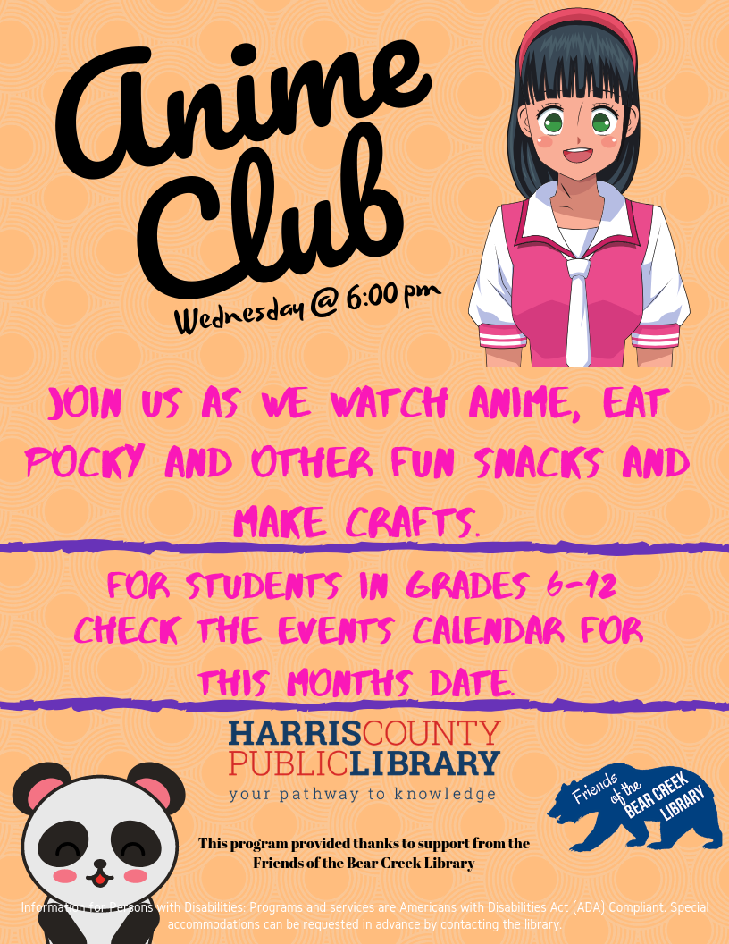 Anime Club! | Events | Contra Costa County Library