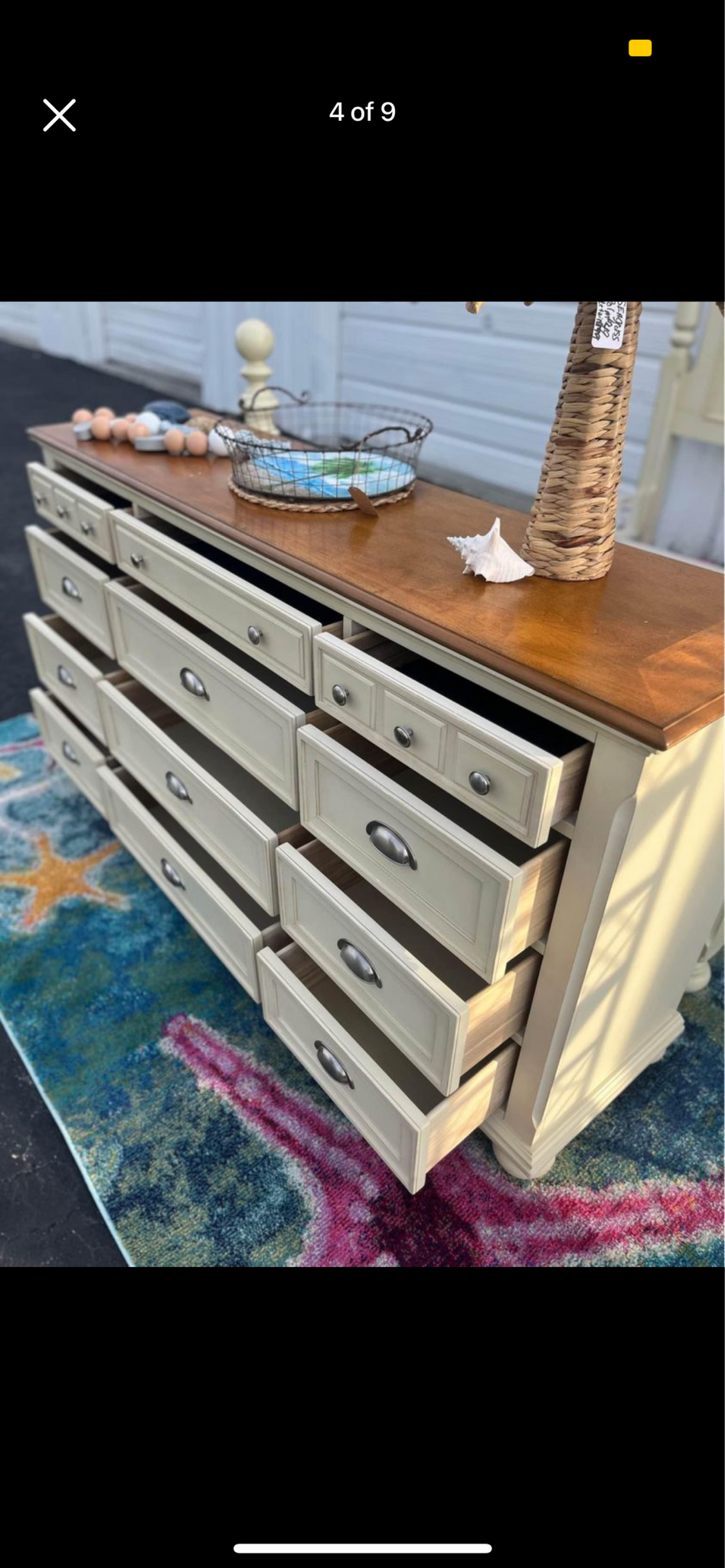 Like new cream white solid wood long dresser for 250 in Sarasota, FL