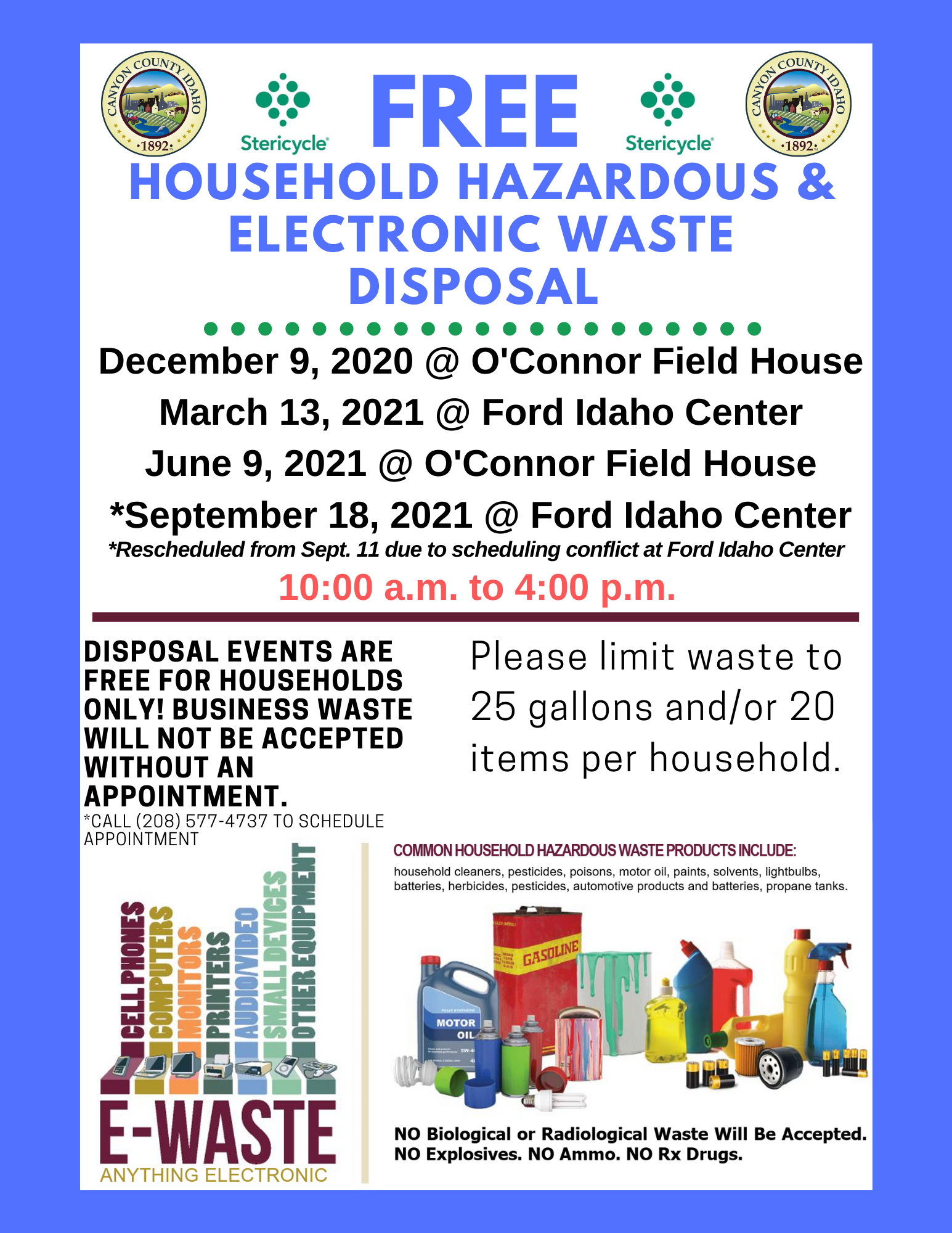 FREE household hazardous waste & electronic waste disposal event is