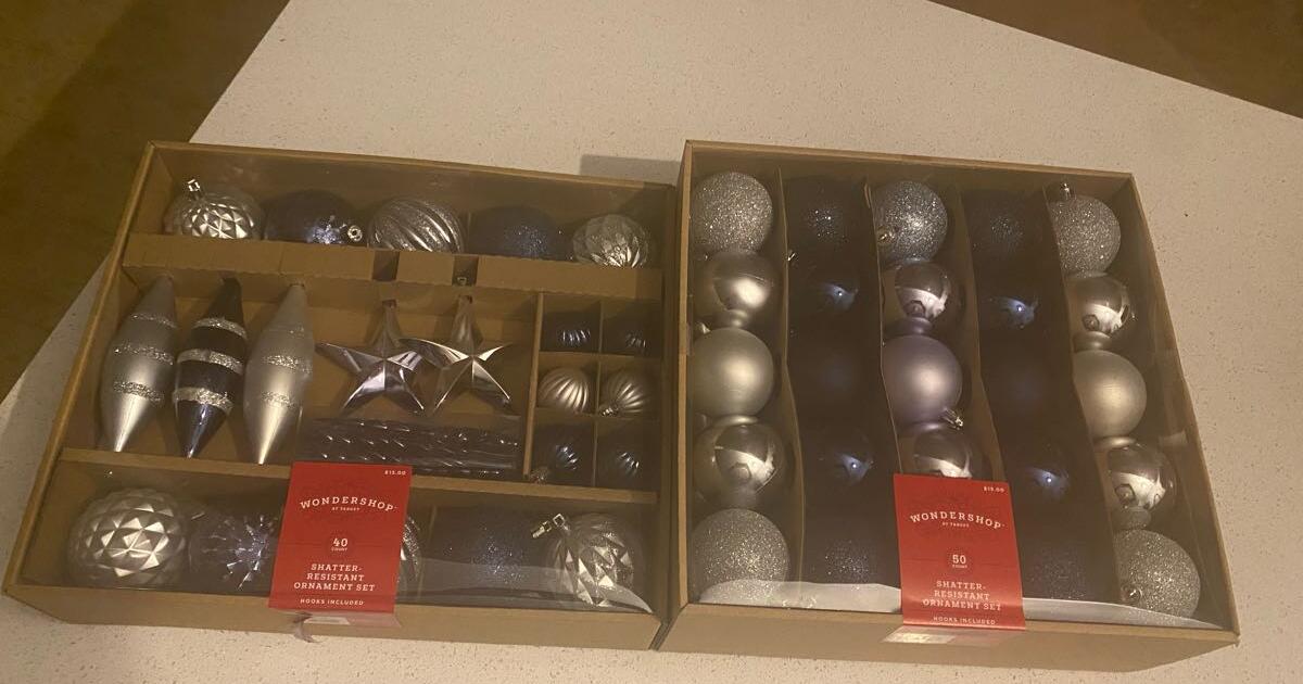 2 New Sealed boxes of 90 Target Christmas ornaments with hooks Retail