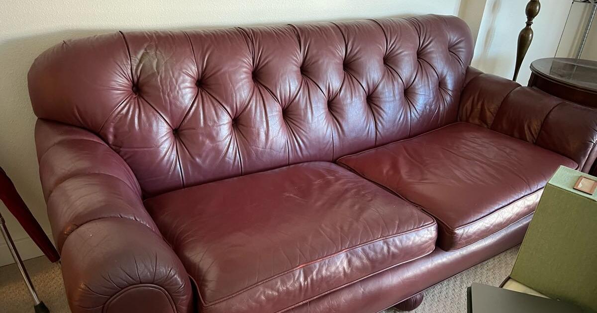 Free Leather love seat, desk chair & tumi fabric briefcase for Free in ...