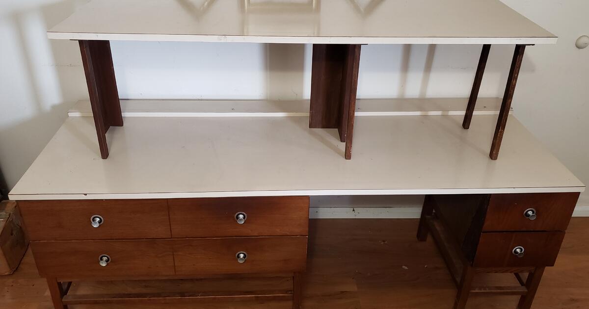 Custom Made Computer Desk & Credenza Solid Wood & Formica for 75 in