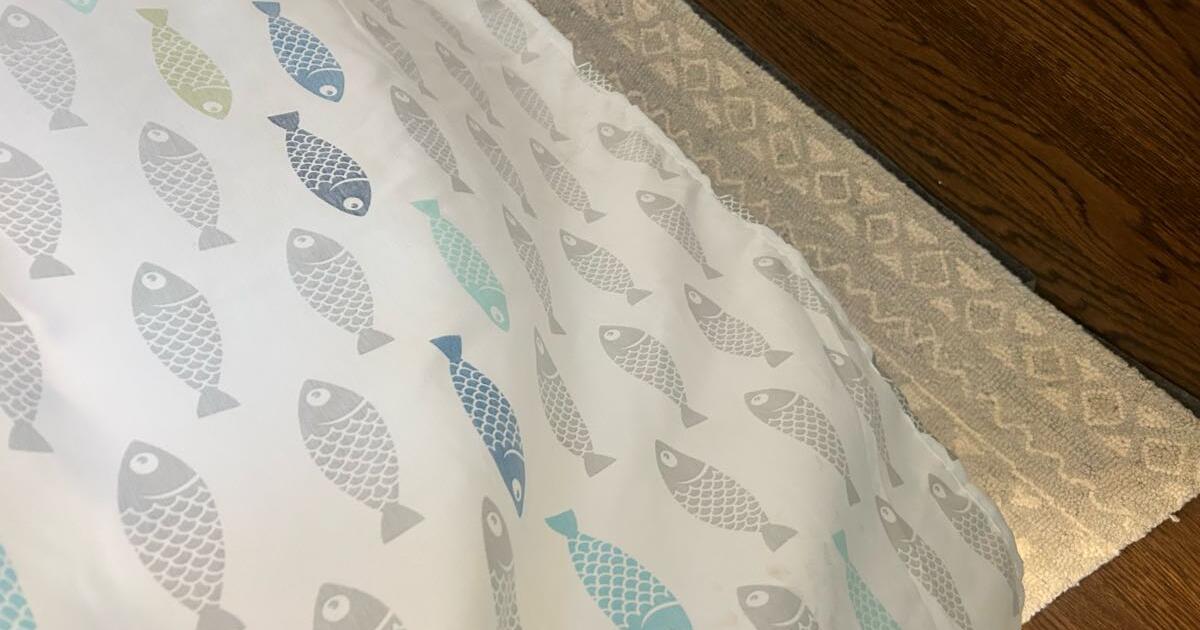 Pillow fort Fish Themed Shower curtain and Clear shower Liner for Free