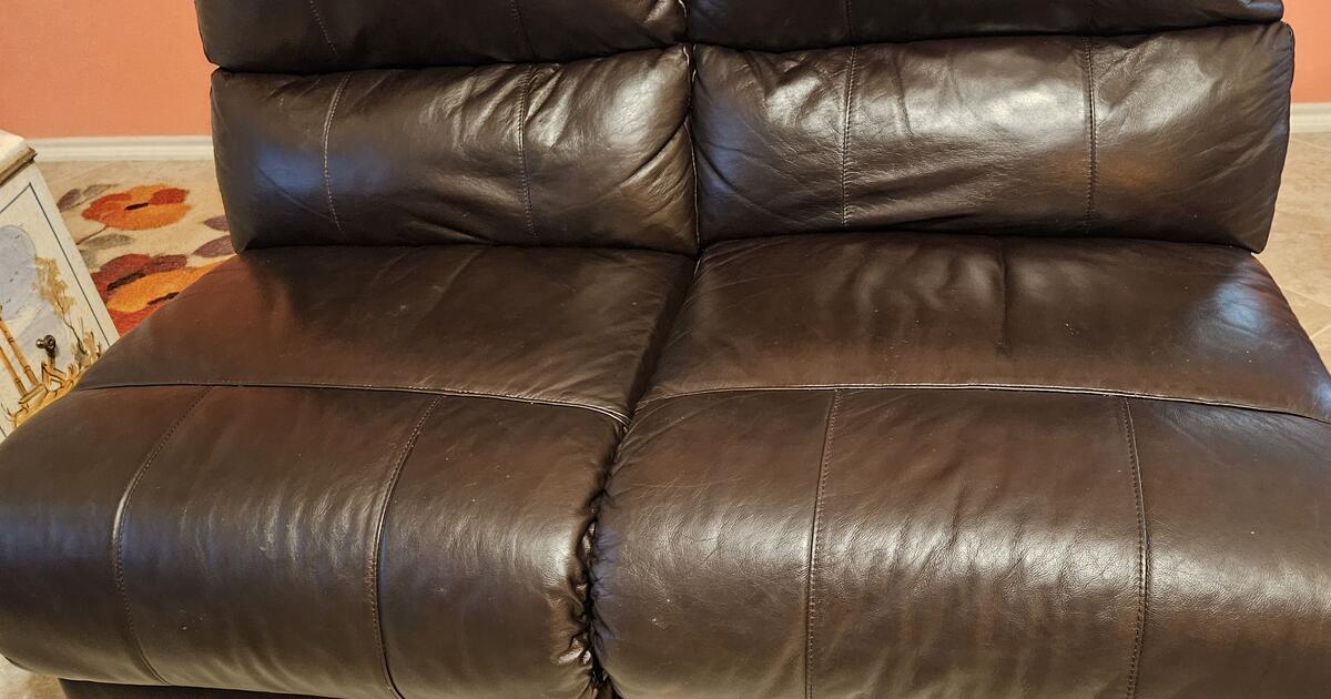 Dark Brown Leather Loveseat, Recliner and Chair for 350 in Celina, TX