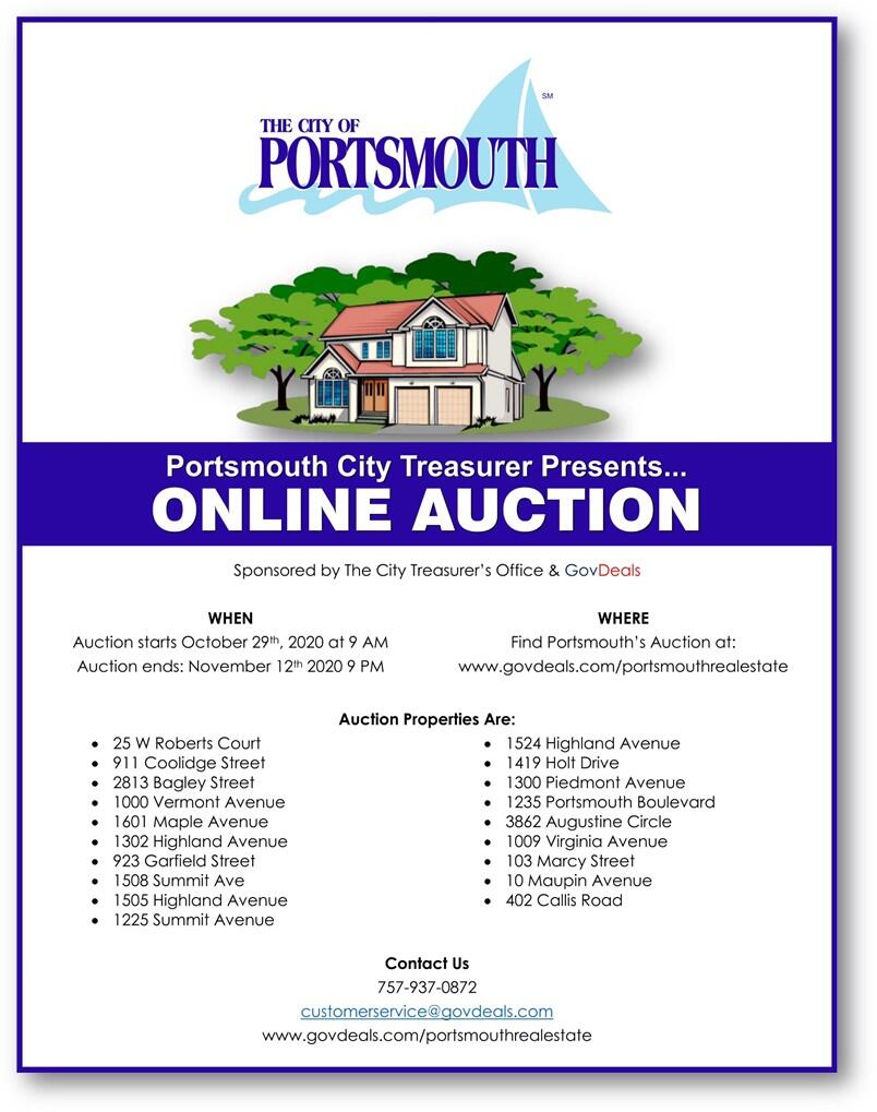 Portsmouth City Treasurer Presents Online Auction City Of Portsmouth   6c20a08e543f63ffb24f6bba051d96a6 