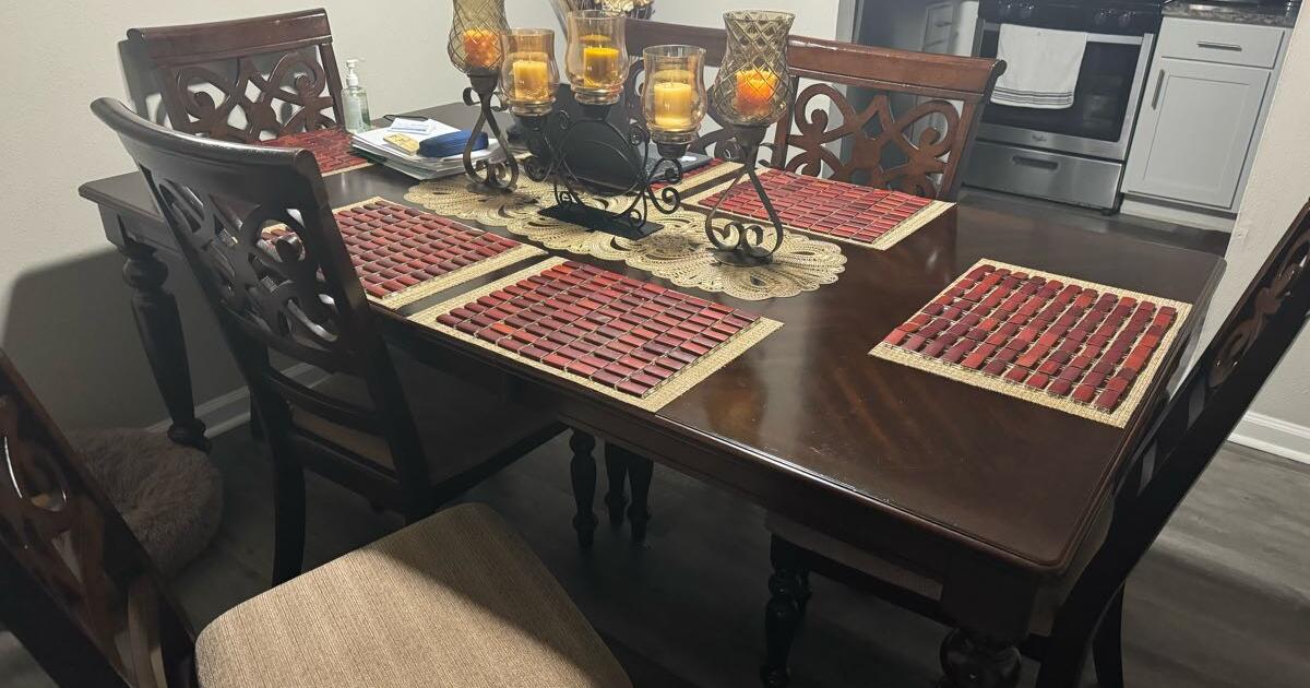 Ashley Diningroom Chairs/cherry wood sturdy, Durable Padding for Free