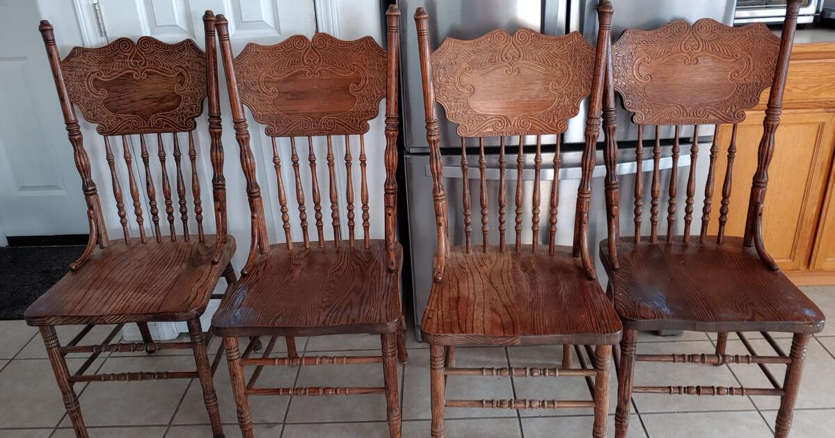 Four sturdy matching oak chairs for 50 in Arlington, WA For Sale