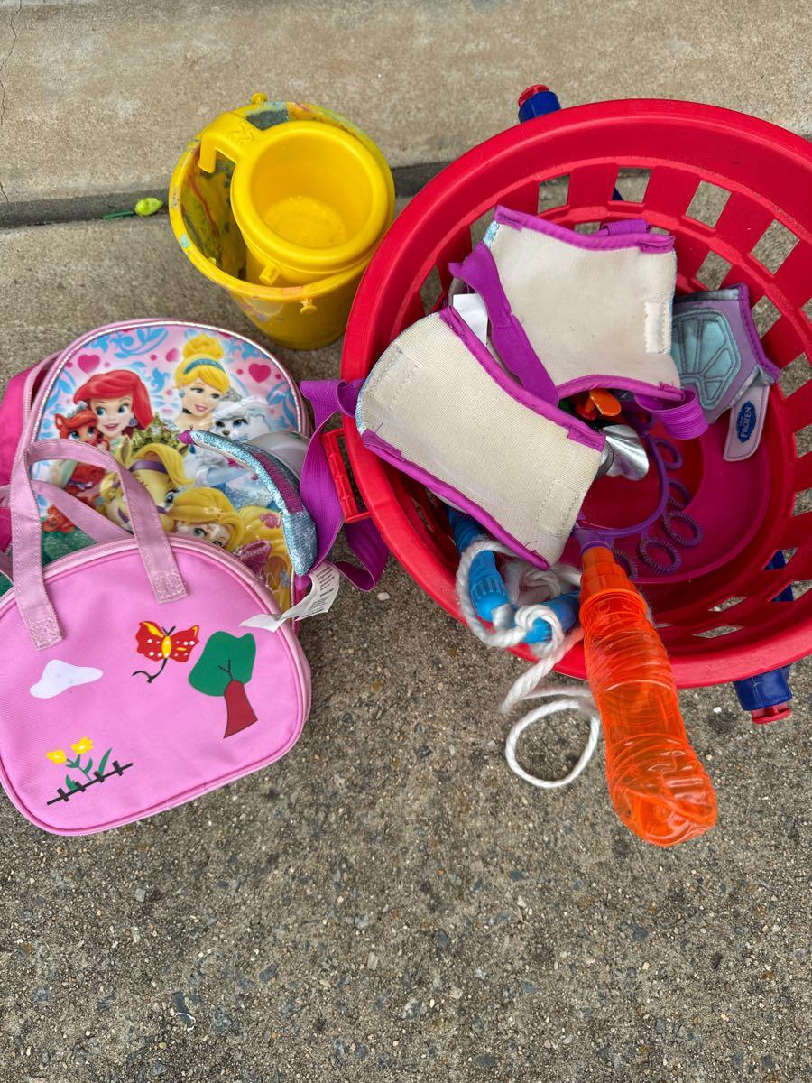 Assorted kids toys and bags