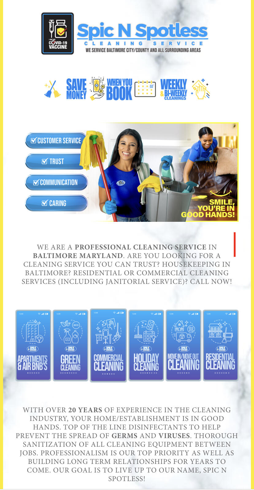 Spic N Spotless A Customer Friendly Cleaning Service in Baltimore