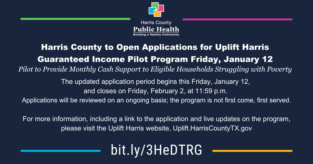 Harris County will open applications for the Uplift Harris Guaranteed