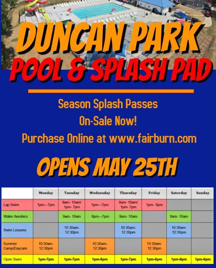 Duncan Park Pool & Splash Pad Opens May 25th (City of Fairburn