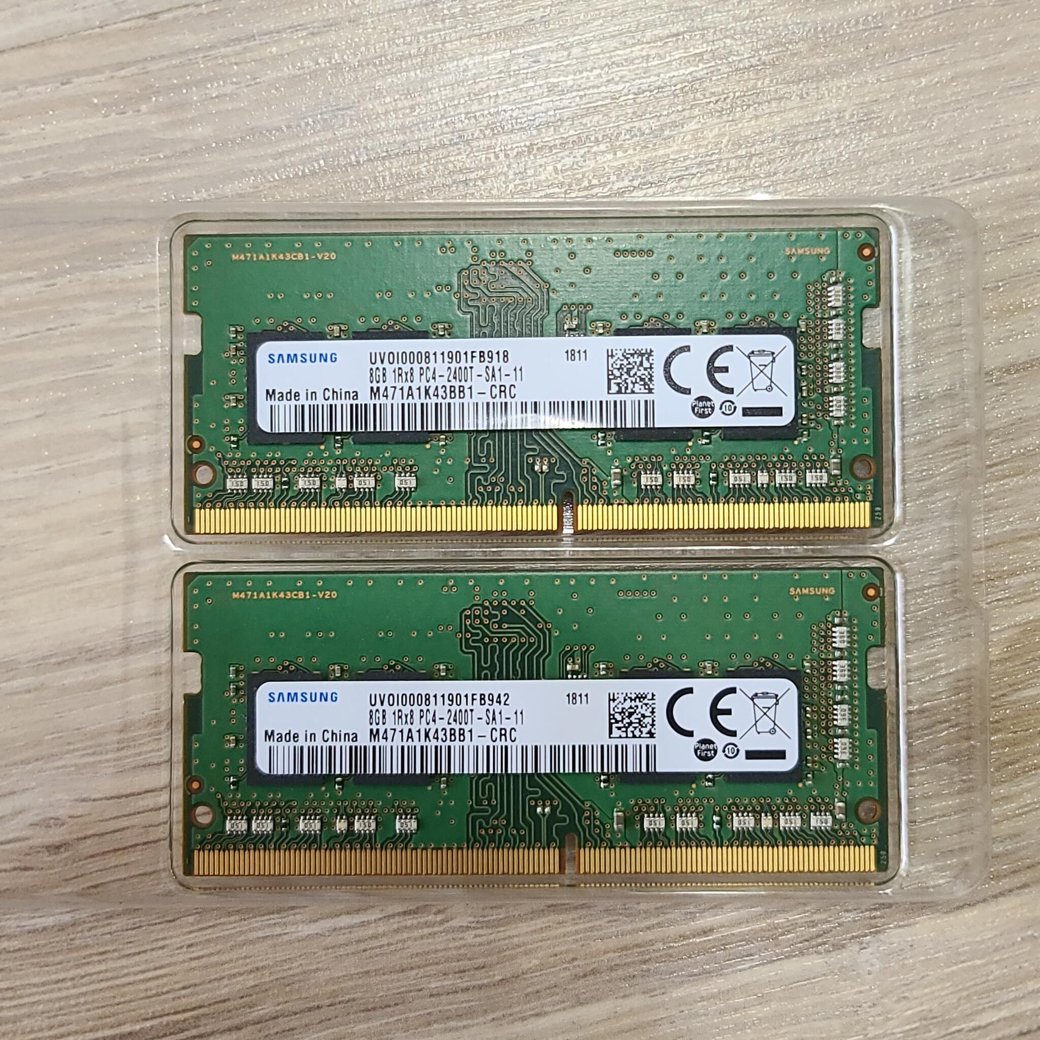 2- Samsung 8gb RAM Memory Module 1Rx8 PC4-2400T-SA1-11 Laptop 
