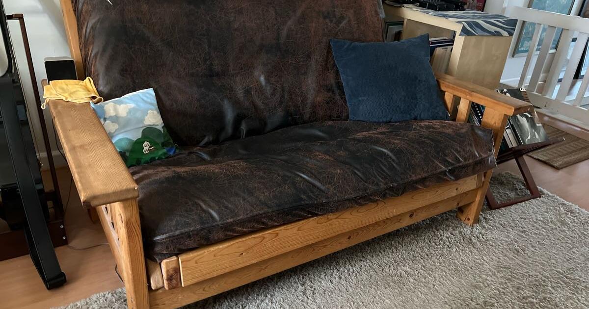 Full size futon wood frame + futon mattress for Free in Portland, OR