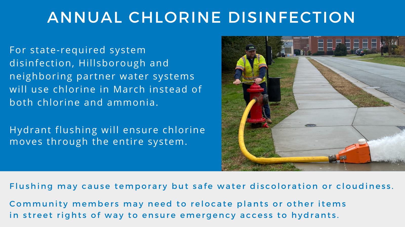 Hillsborough Disinfecting Water with Chlorine, Flushing Lines in March