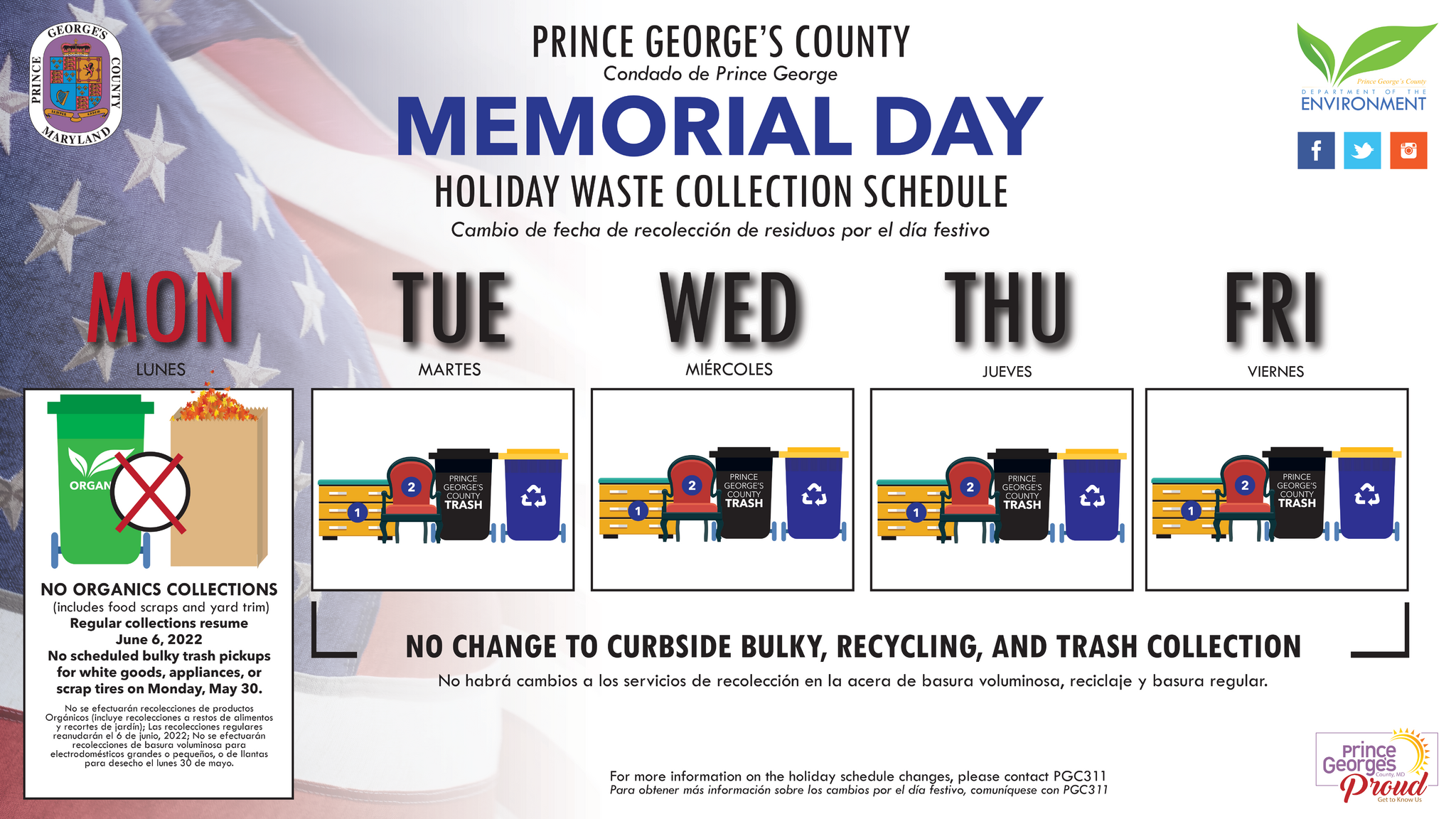 Holiday Waste Collection Schedule for May 30th Memorial Day