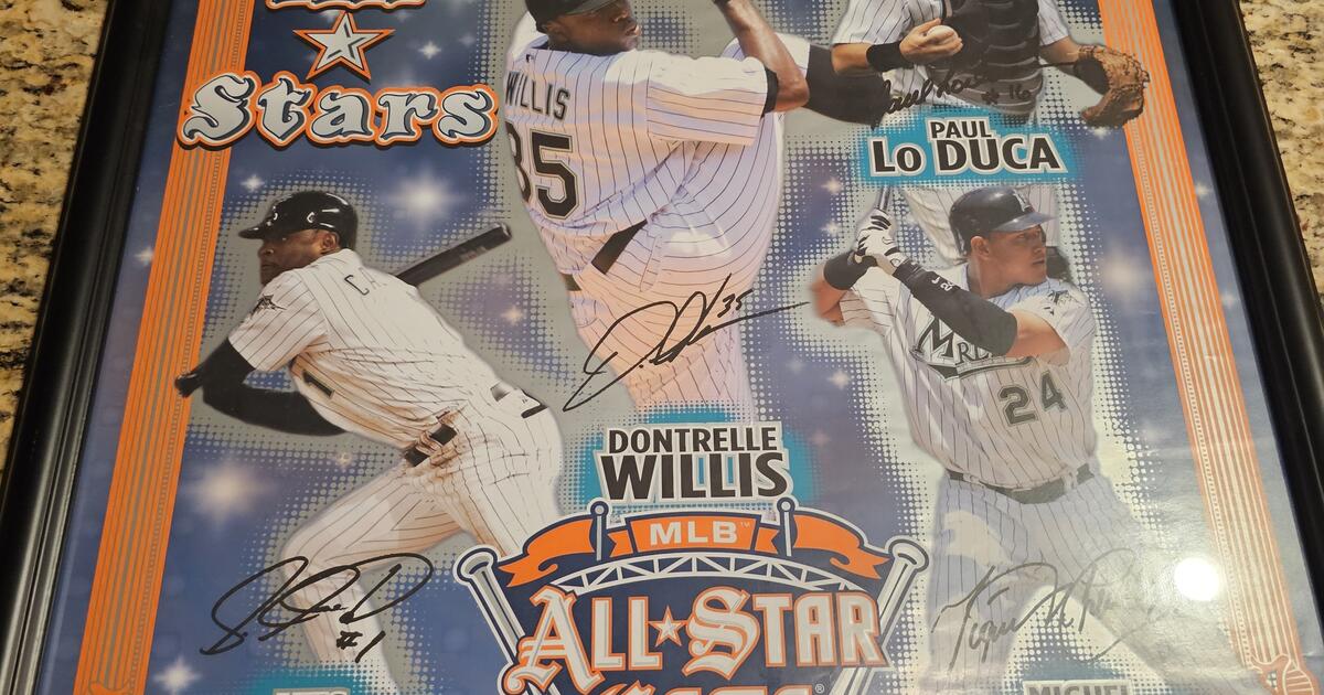 Marlins 2005 All-Star Game 18x22 Poster Signed by (4) with Luis Castillo,  Dontrelle Willis, Paul Lo Duca & Miguel Cabrera (JSA)