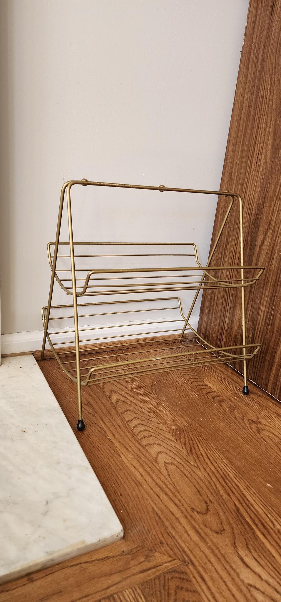 Vintage Brass Magazine Rack