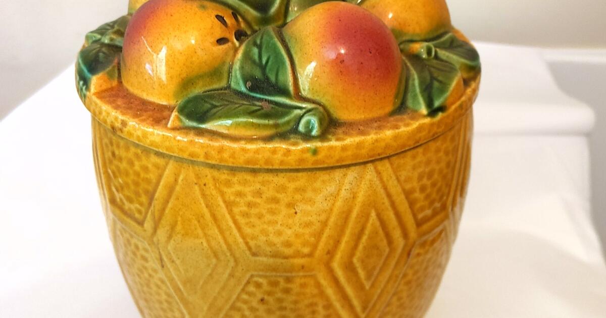 "Maurice Ceramics" 1950's Vintage Cookie Jar Nectarines 12" Tall Golden