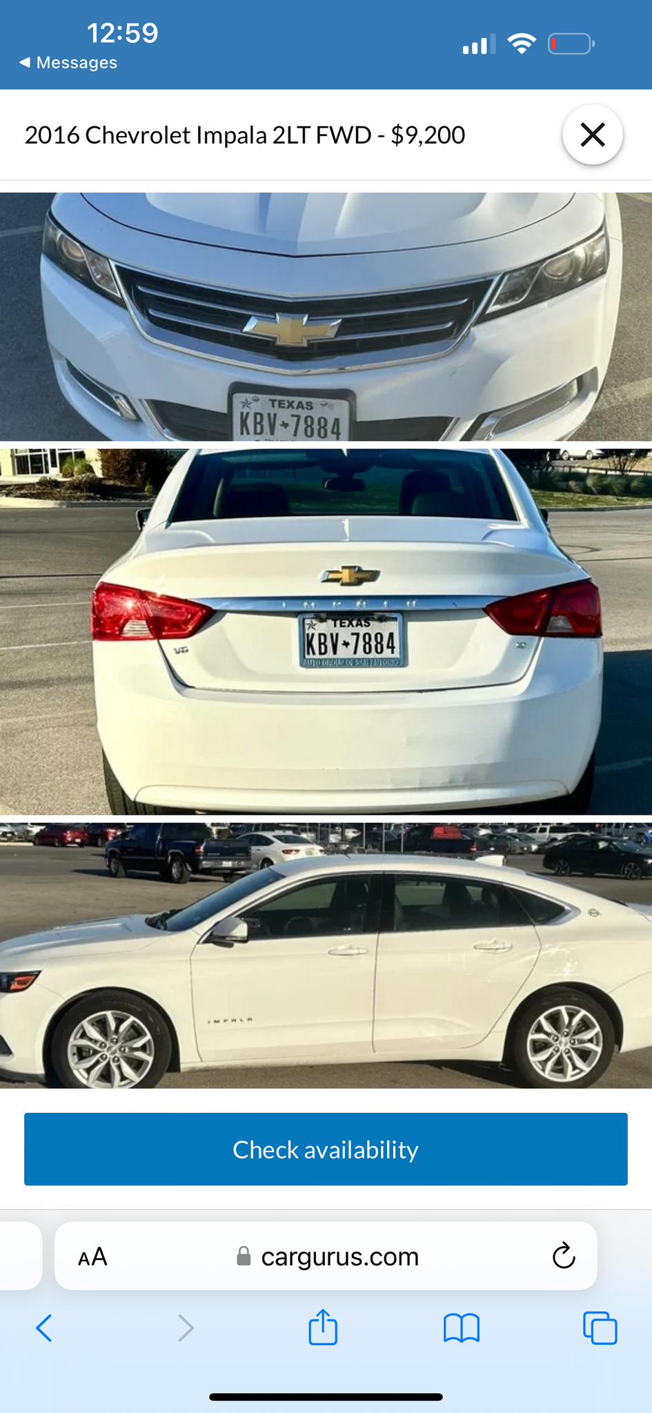 Car for Sale (private owner) / 2016 Chevy Impala in Universal City, TX