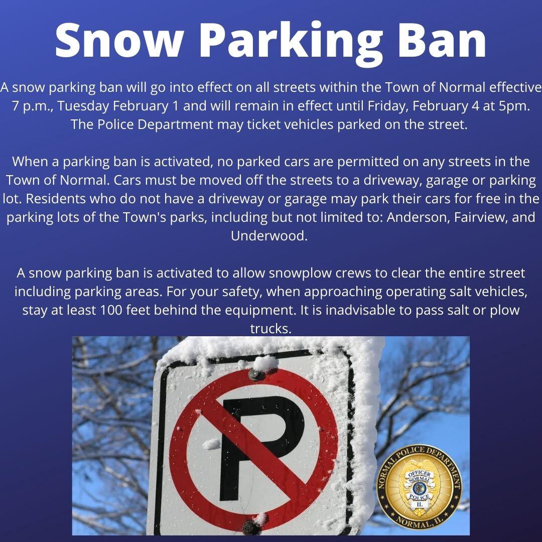 Snow Parking Ban Notice (Normal Police Department) — Nextdoor — Nextdoor