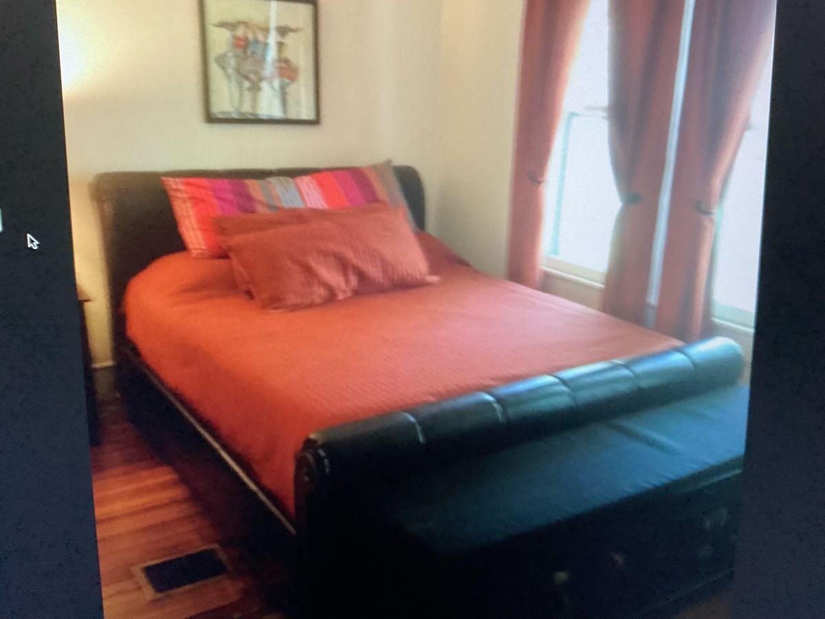 Queen Size Bed with Frame and low profile boxspring