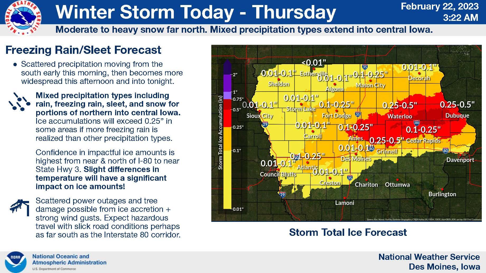 Winter Storm update from the US National Weather Service Des Moines Iowa shows the ice storm