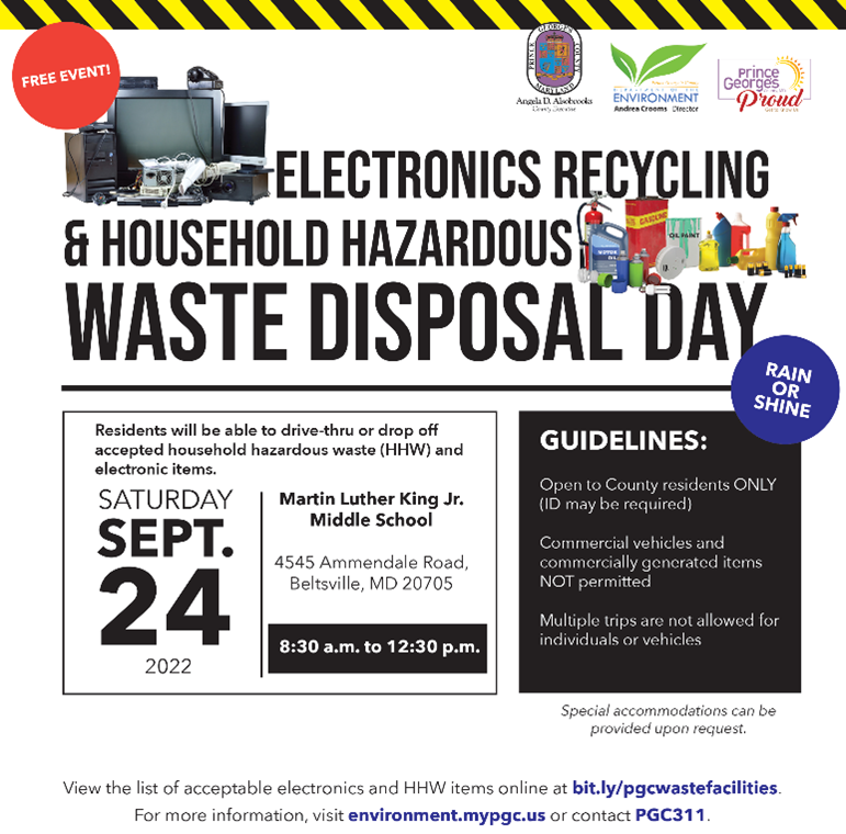 Electronics Recycling and Household Hazardous Waste Disposal Day September 24th (Prince