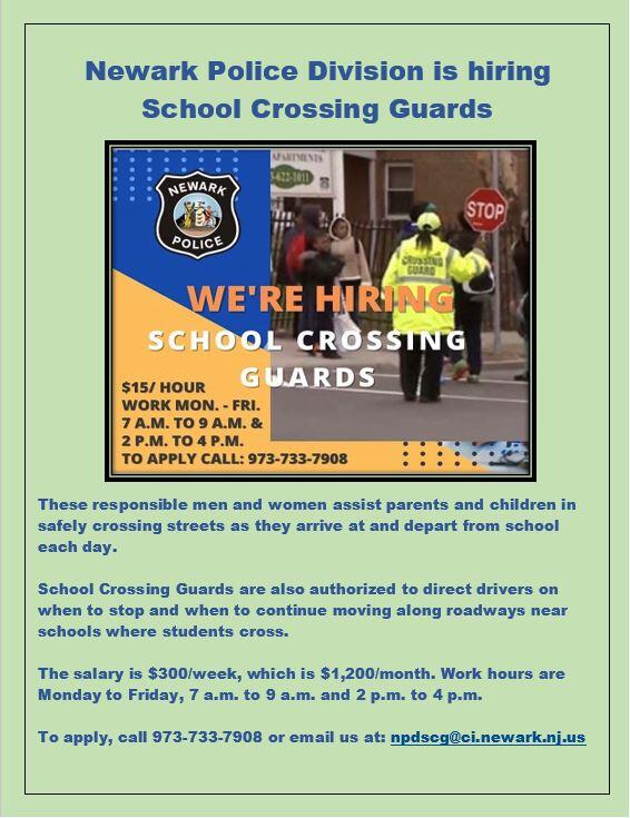 The Newark Police Division is Hiring School Crossing Guards (Newark
