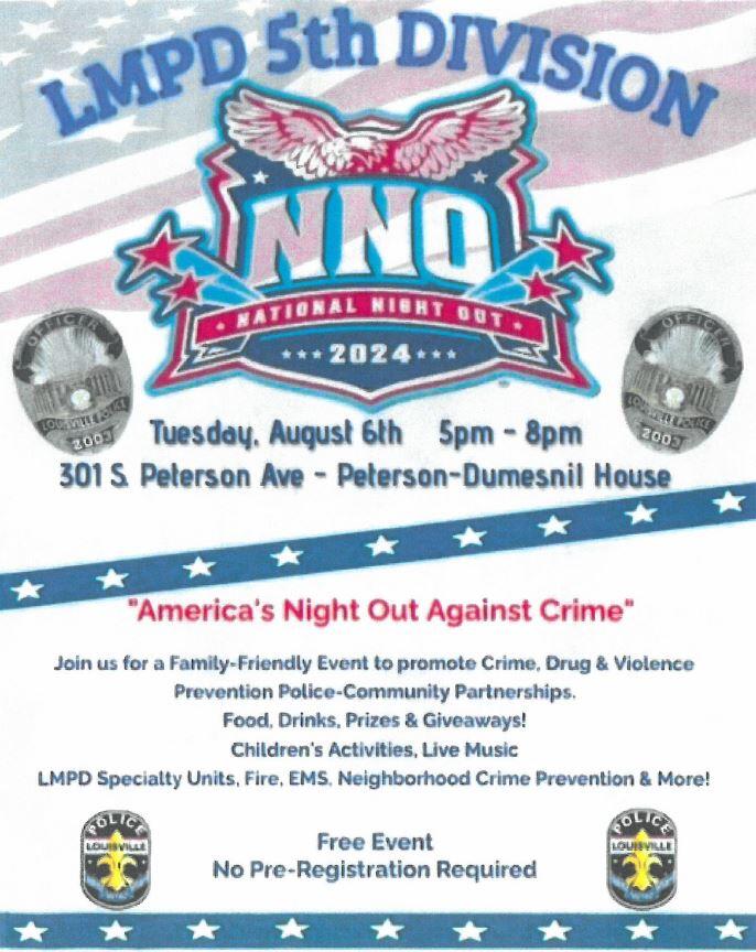 Join the LMPD 5th Division for 2024 National Night Out at the Peterson ...