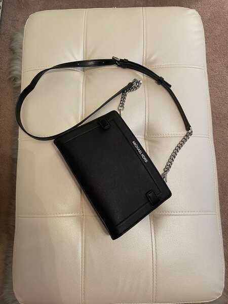 Michael Kors Rayne Small Crossbody Classic Black Leather Silver Chain For  $20 In Pittsburgh, PA