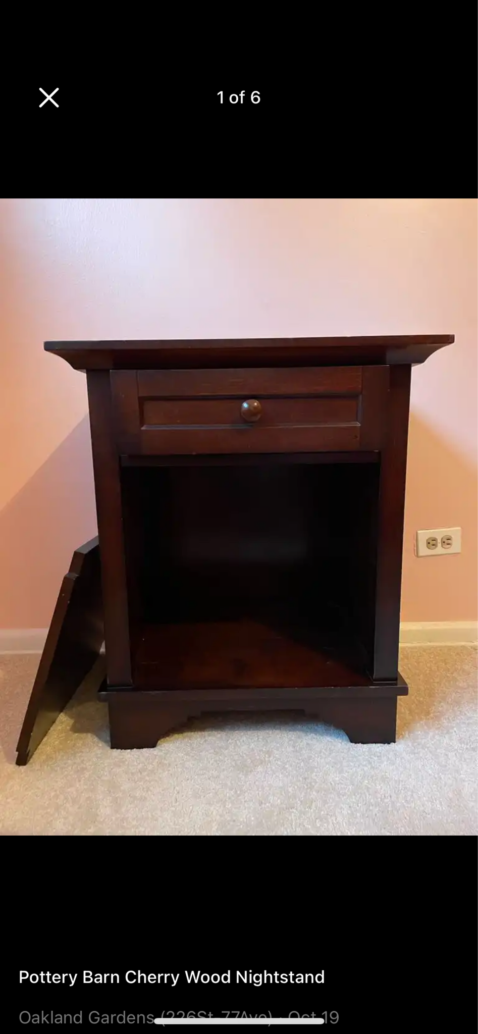 Pottery Barn cherry wood night table for 25 in Queens, NY For Sale & Free — Nextdoor