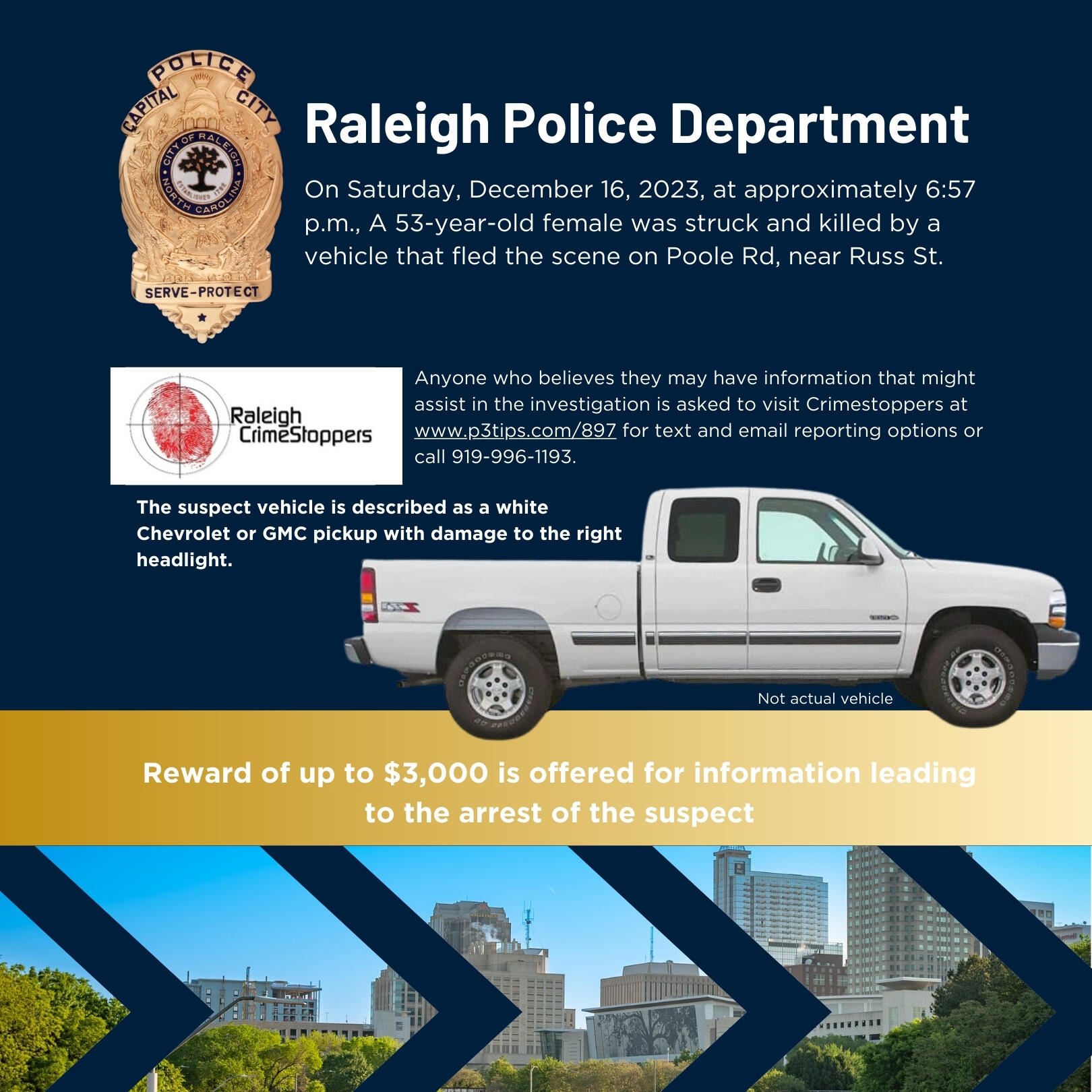 The Raleigh Police Department is searching for a suspect who was