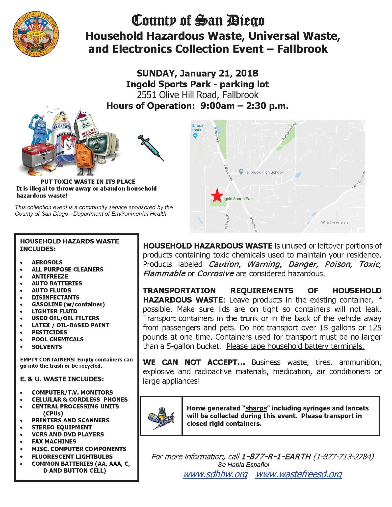Hazardous Waste Collection in Fallbrook (County of San Diego
