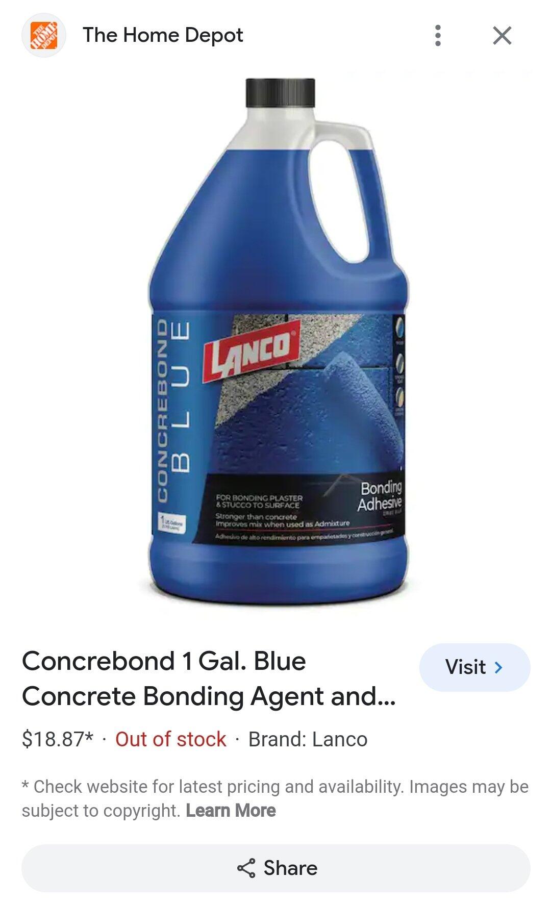Concrebond 1 Gal. Blue Concrete Bonding Agent and Adhesive Lanco for