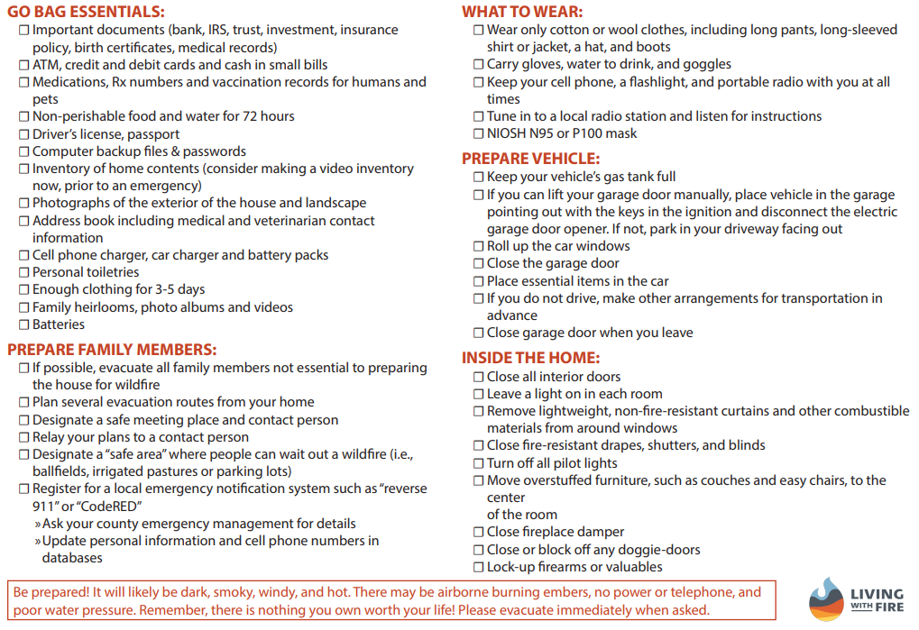 Wildfire Evacuation Checklist Teller County Sheriffs Office — Nextdoor — Nextdoor